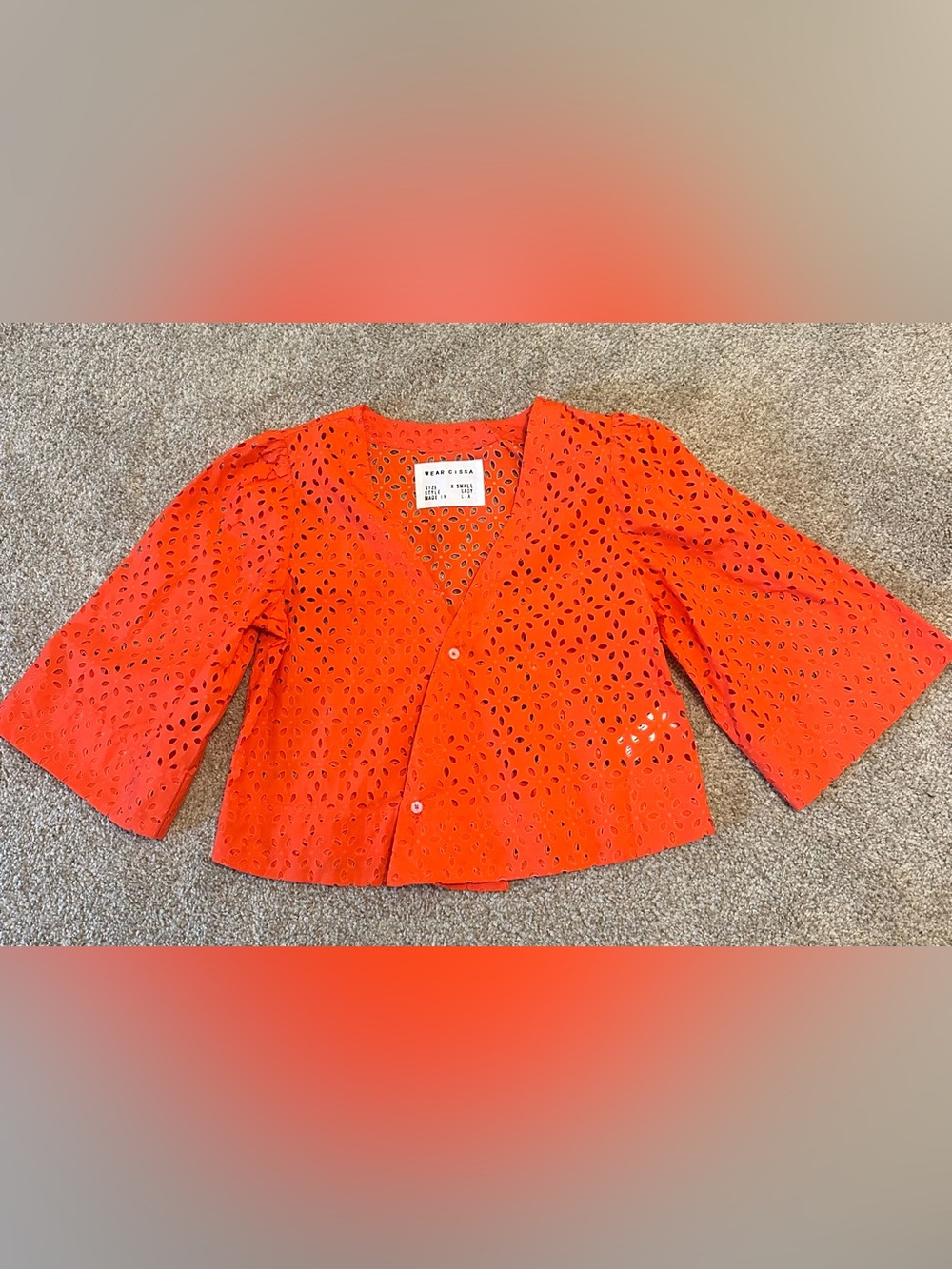 Wear Cissa Orange Eyelet Button-Front Women's Top
